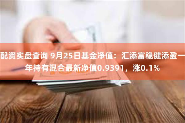 配资实盘查询 9月25日基金净值：汇添富稳健添盈一年持有混合最新净值0.9391，涨0.1%